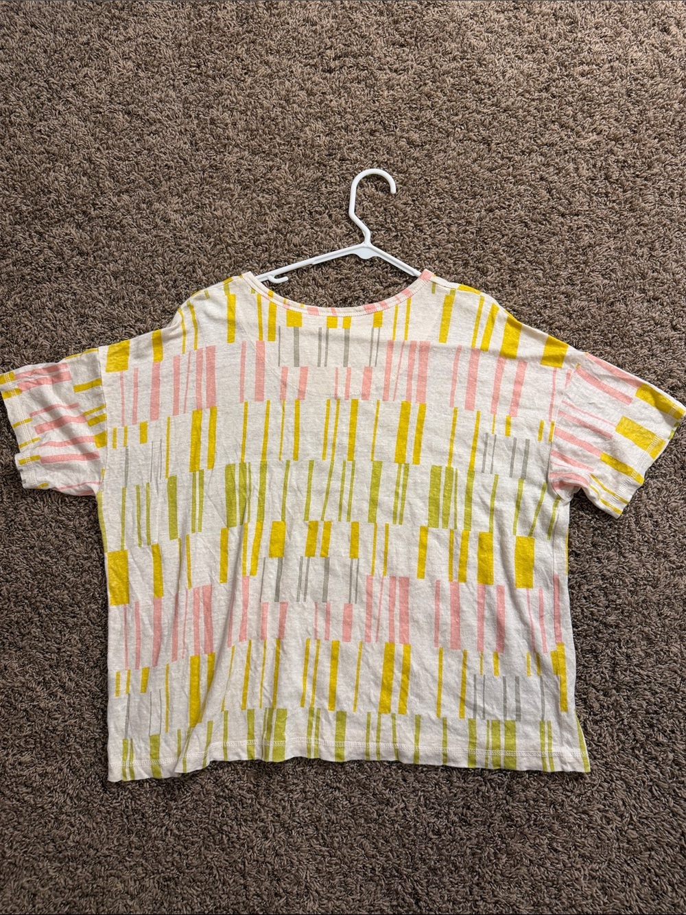 Gudrun Sjoden Short Sleeve Geometric Print Top in Pink, Yellow, and Green - Picture 3 of 6